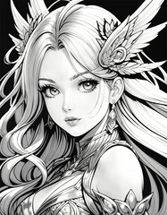 Fototapeta premium Fantasy Girl coloring book