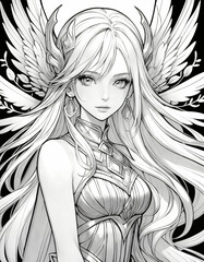 Fototapeta premium Fantasy Girl coloring book