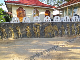 Sri Lanka, relief painting on the wall, buddhist temple