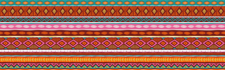 Africa patterned design. African background, banner with tribal traditional grunge pattern, elements, concept illustration. Masks, patterns, African symbols and colors © Marina Zlochin