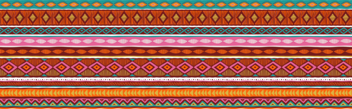 Africa patterned design. African background, banner with tribal traditional grunge pattern, elements, concept illustration. Masks, patterns, African symbols and colors