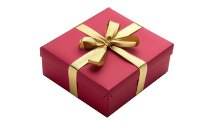 Fototapeta premium Red gift box with golden ribbon isolated on transparent background