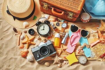 Summer Vacation Accessory On Beach Sand