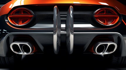 Modern sports car s two exhaust pipes