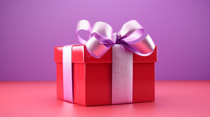 Celebration Unwrapped: Elegant Present in Shiny Red Box with Silver Bow, Ideal for Christmas, Valentine, Birthdays, and Special Moments