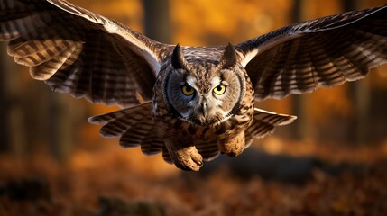 Obraz premium Majestic owl in flight stunning wildlife photography capturing graceful bird in its habitat