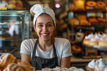 Portrait of a female pastry shop owner