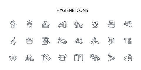 Hygiene icon set.vector.Editable stroke.linear style sign for use web design,logo.Symbol illustration. - obrazy, fototapety, plakaty