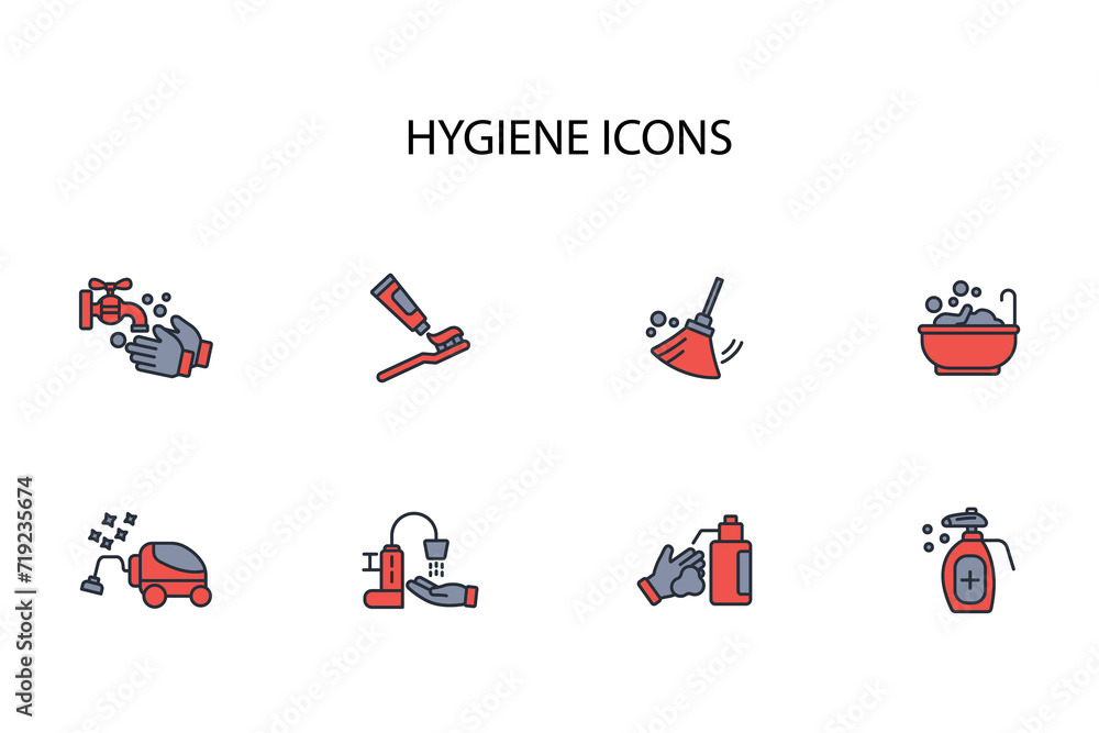 Poster hygiene icon set.vector.editable stroke.linear style sign for use web design,logo.symbol illustratio