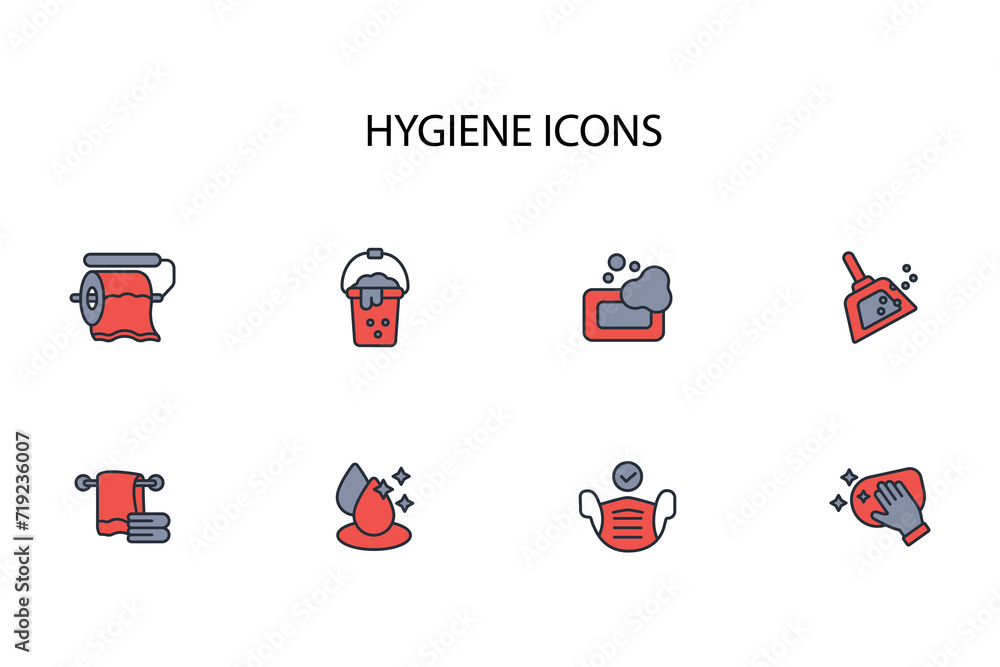 Poster hygiene icon set.vector.editable stroke.linear style sign for use web design,logo.symbol illustratio