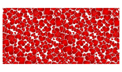 Red heart background, pattern with red hearts