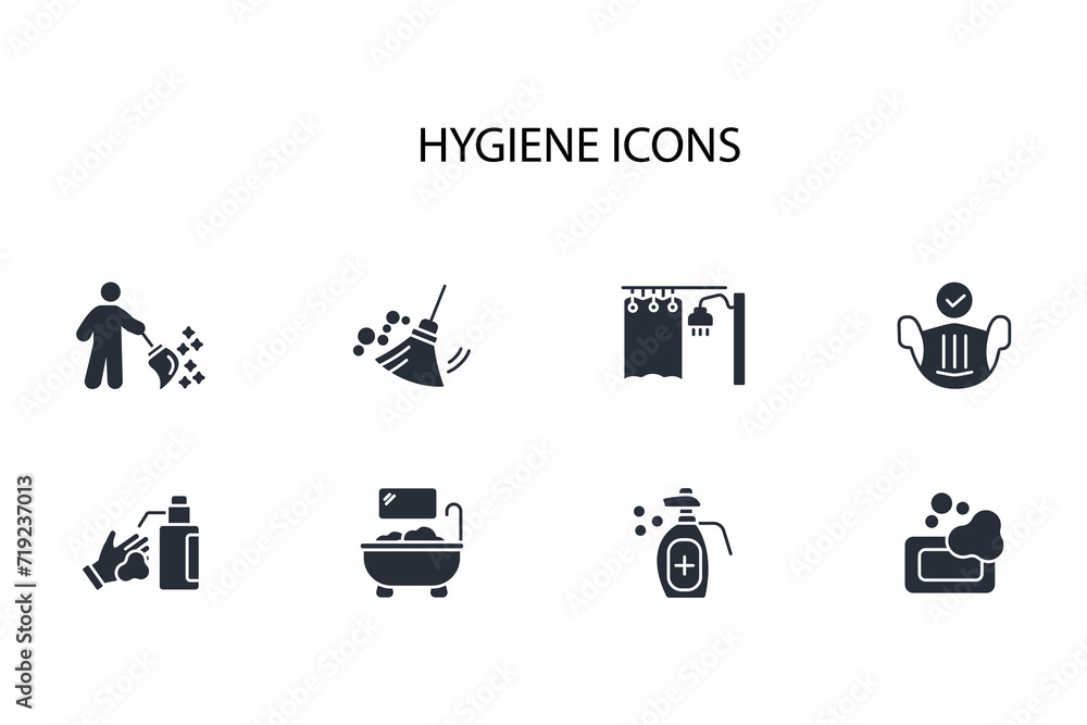 Poster hygiene icon set.vector.editable stroke.linear style sign for use web design,logo.symbol illustratio
