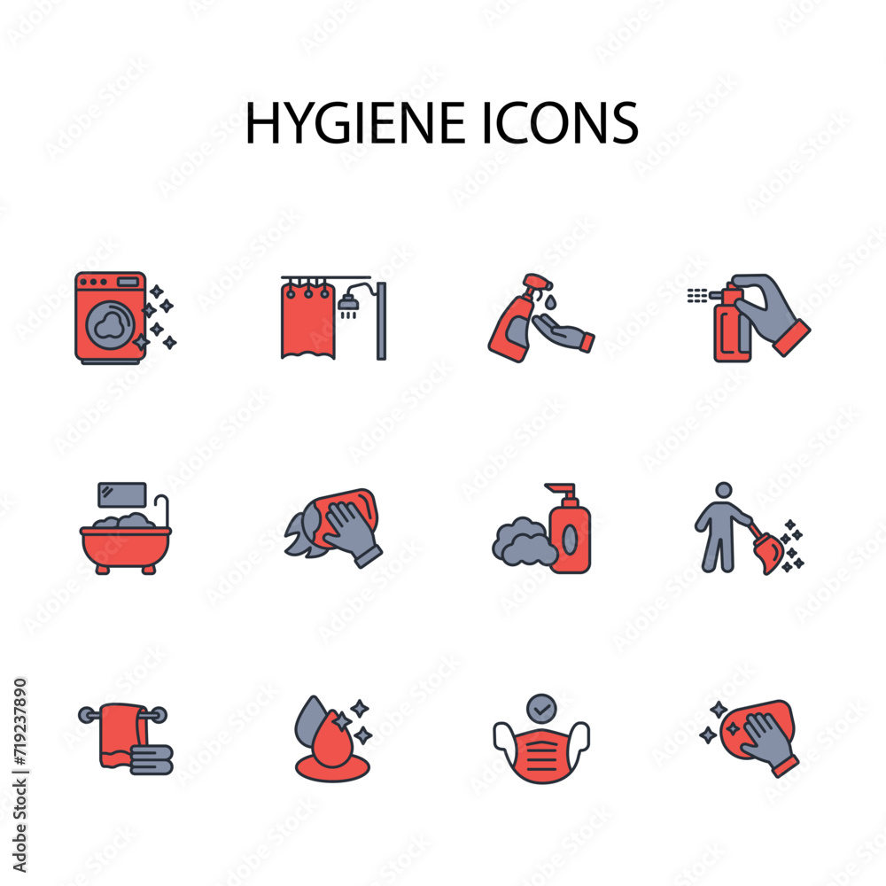 Poster hygiene icon set.vector.editable stroke.linear style sign for use web design,logo.symbol illustratio