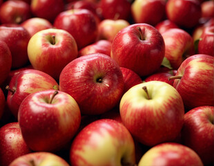 Fresh Red apples as background top view of natural apples
