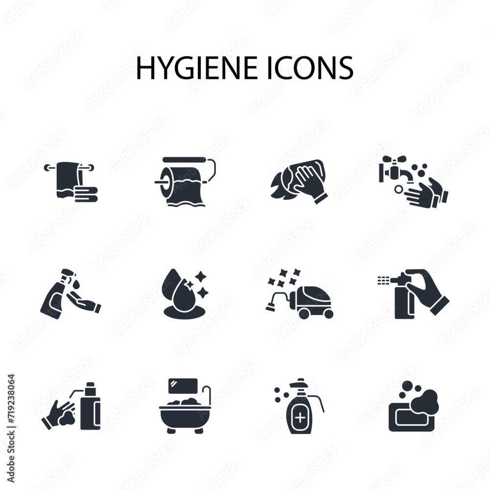 Poster hygiene icon set.vector.editable stroke.linear style sign for use web design,logo.symbol illustratio