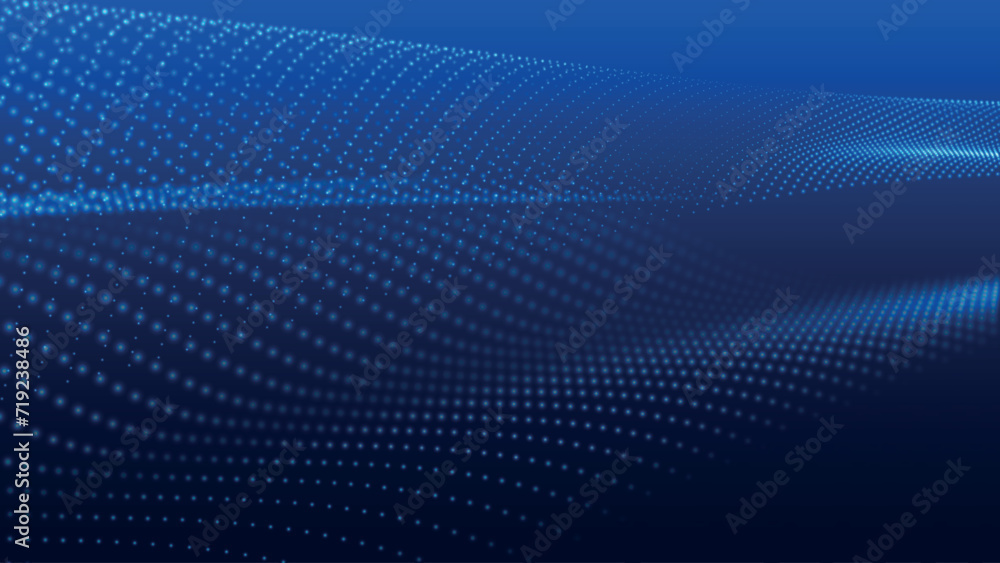 Poster abstract digital particle wave. futuristic dotted wave. big data digital code. technology or science