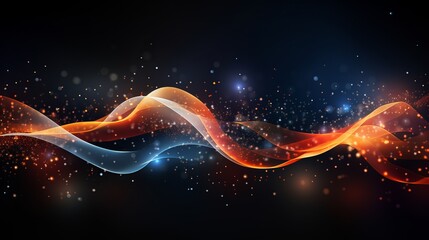 Vibrant wave of bright particles abstract sound and music visualization background