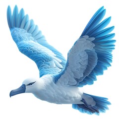 Blue Albatross Icon Isolated On Background, 3d  illustration