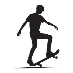 Fototapeta na wymiar Skateboard Soiree: Person Skating Silhouette Set Inviting You to a Soiree of Skateboard Extravaganza 