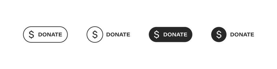 Donate vector icon set. Volunteer donation button icons.
