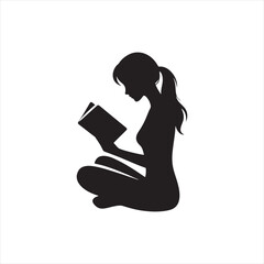 Pondering Pages: Person Reading Silhouette Montage, Capturing the Thoughtful Moments of Literary Absorption - Person Reading Illustration - Person Reading Vector - Person Silhouette
