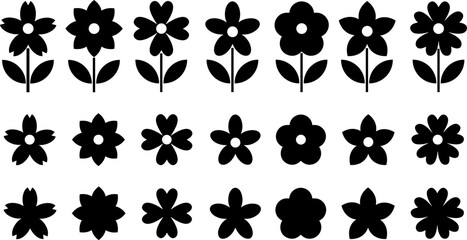 Flower icon. Black linear flowers icons collection. Simple vector flower icon. Flowers icons set isolated .