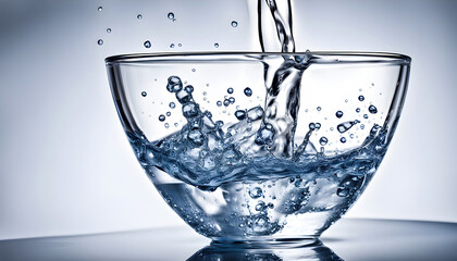 Clear Water Splashing in Glass Bowl