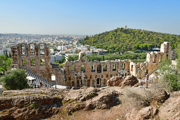 Fototapeta na wymiar Athens; Greece - august 29 2022 : Odeon of Herodes Atticus