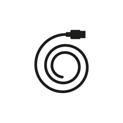 Long usb cable wire cord round shape. Vector silhouette. 