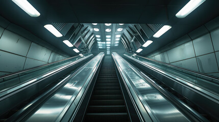Escalator in an underground metro station