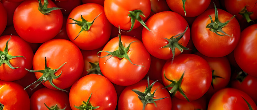 Fresh tomatoes adorned with glistening drops. background wallpaper for presentation, modern farmer. top view.
