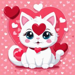 A Vector happy valentines day for cute cat