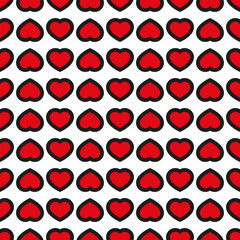 Background of many hearts. Vector pattern. Editable seamless repeating template.
