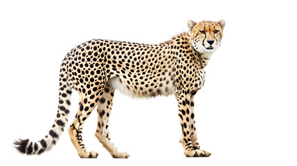 Majestic Cheetah Standing on White Background