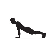 Empower Your Core: Pushup Silhouettes Embodying the Core-Strengthening Beauty of Exercise Mastery - Pushup Illustration - Pushup Vector - Workout Silhouette
