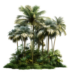 Tropical palm trees isolated on white background, text area, png
