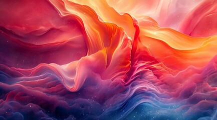 Swirling Abstract Art of Red and Blue Nebulae