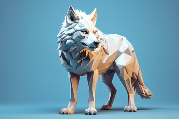 3d wolf low poly