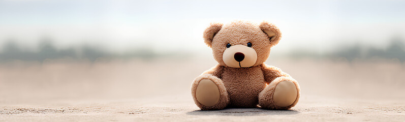 Fototapeta premium Brown teddy bear. Plain white background.