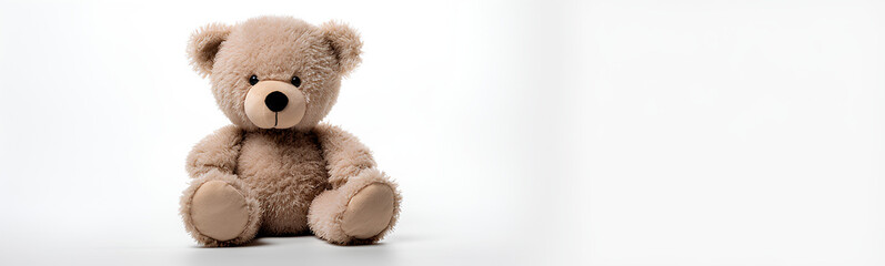 Obraz premium Brown teddy bear. Plain white background.