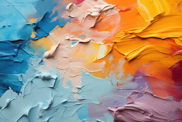 Abstract background, smears of white, blue, pink, lilac and orange paint