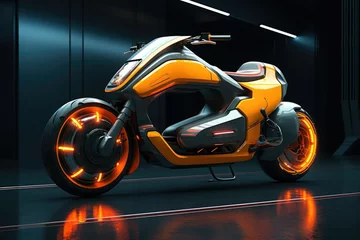 Papier Peint photo autocollant Moto Futuristic sports bike in cyberpunk style, 3D rendering of a custom motorcycle, Ai generated Ai generated