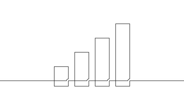recommend clip art: Continuous one line drawing of graph. Illustration vector of arrow up. Single line art of busines growth icon. Increasing arrow up sign symbol