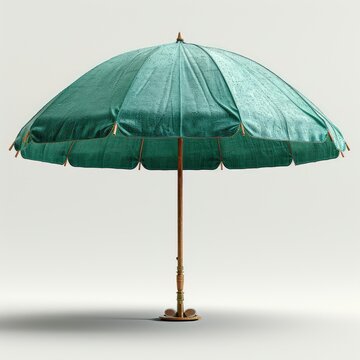 Green Sun Protective Umbrella Beach Icon, 3d  illustration