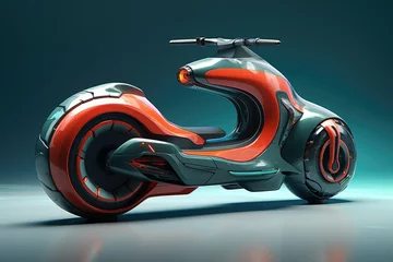 Fototapete Motorrad Futuristic Modern Miniature Concept Bike Design, 3D rendering of a custom motorcycle, Ai generated