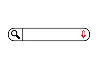 Icono negro de una búsqueda con micro rojo.