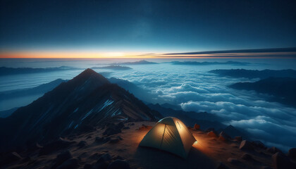 雲海とテント