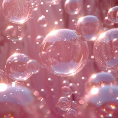 Light Pastel Colored Background Pink Bubbles, 3d  illustration