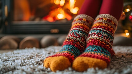Cozy knitted socks for Christmas
