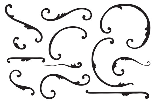 Set of decorative elements. Ornament florish collection. Vector.